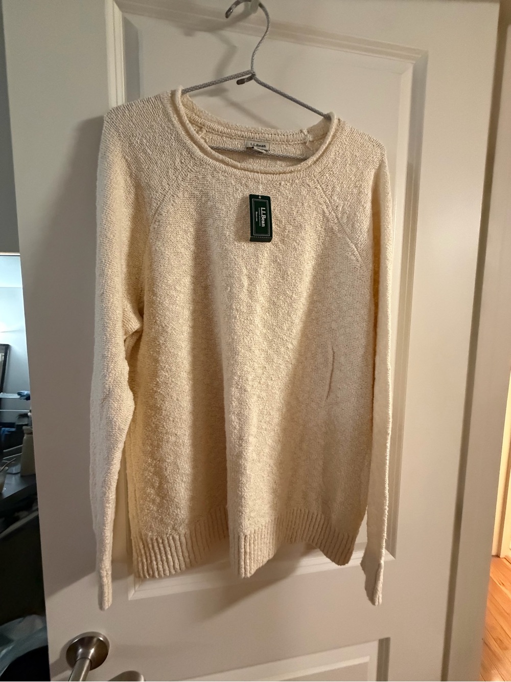 L.L. Bean Women's Cream Textured Crewneck Sweater